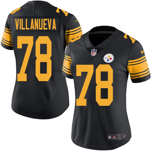 Nike Steelers #78 Alejandro Villanueva Black Women's Stitched NFL Limited Rush Jersey - Click Image to Close